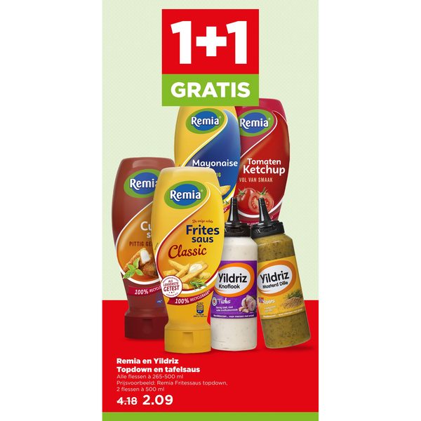 Topdown en tafelsaus (diverse soorten)
