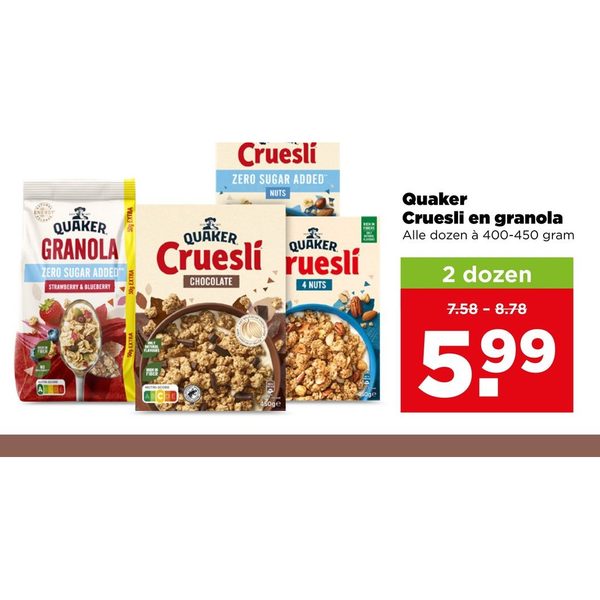 Quaker Cruesli en granola