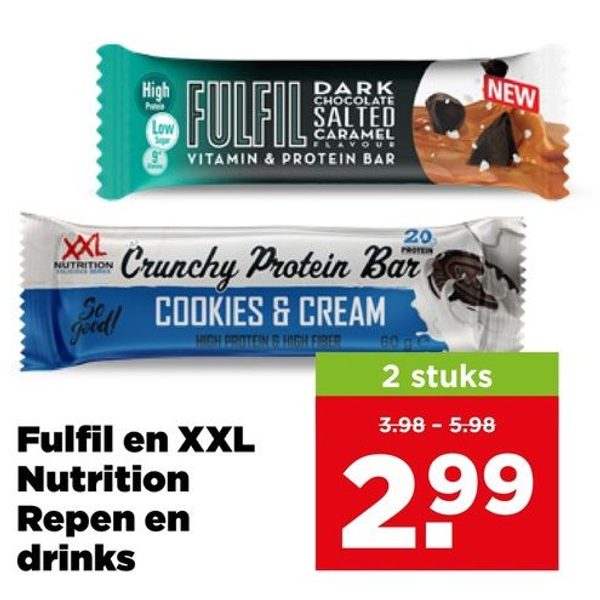 Fulfil en XXL Nutrition Repen en drinks