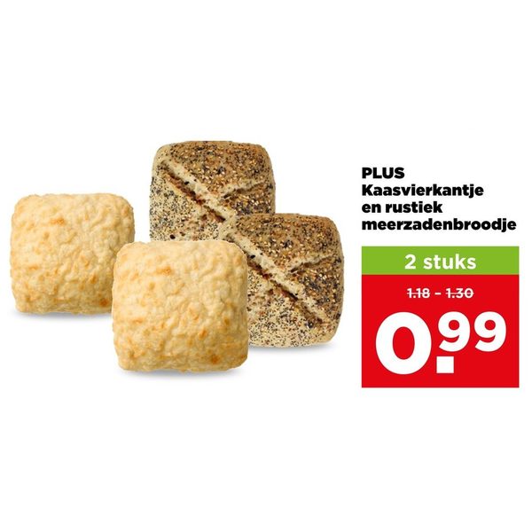 Kaasvierkantje en rustiek meerzadenbroodje