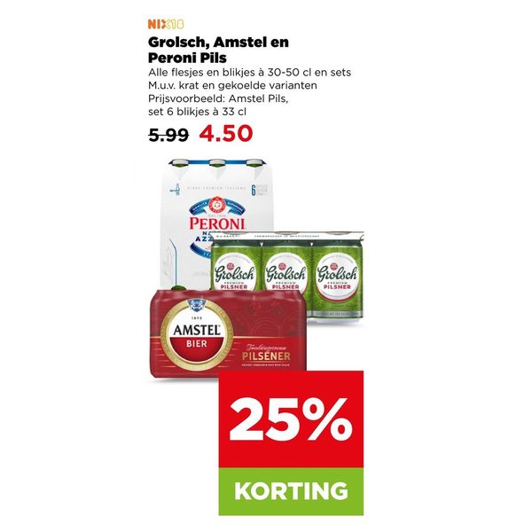 Grolsch, Amstel en Peroni Pils