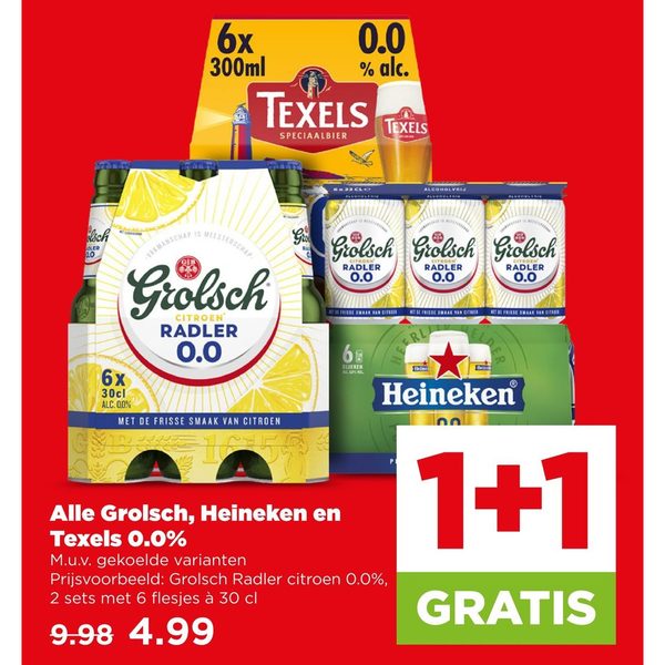 Grolsch, Heineken en Texels 0.0% bier