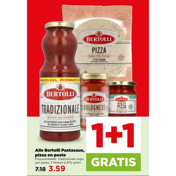Alle Bertolli Pastasaus, pizza en pesto