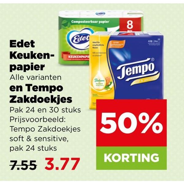Edet Keukenpapier en Tempo Zakdoekjes