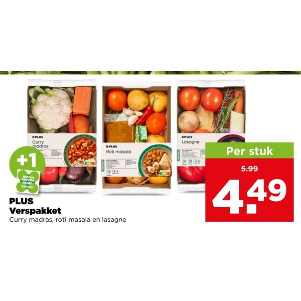 PLUS Verspakket (Curry madras, roti masala en lasagne)