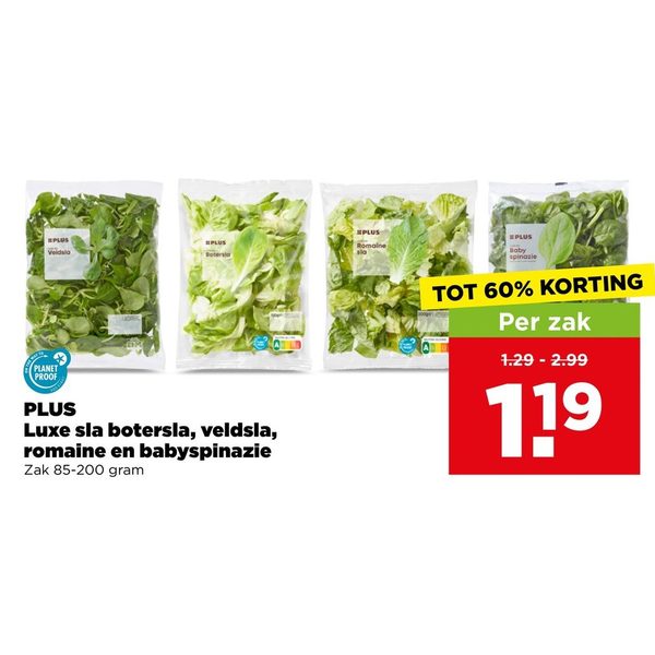 PLUS Luxe sla botersla, veldsla, romaine en babyspinazie