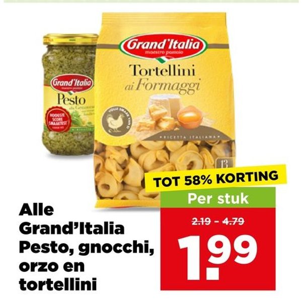 Alle Grand'Italia Pesto, gnocchi, orzo en tortellini