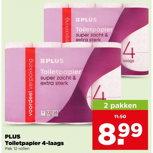PLUS Toiletpapier 4-laags