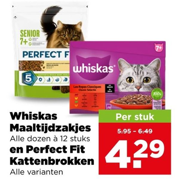 Whiskas Maaltijdzakjes en Perfect Fit Kattenbrokken