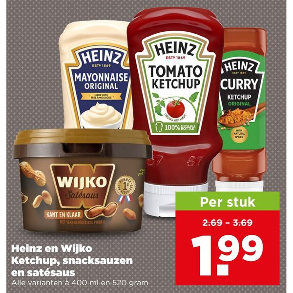 Heinz en Wijko Ketchup, snacksauzen en satésaus