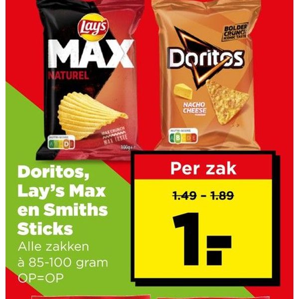 Doritos, Lay's Max en Smiths Sticks