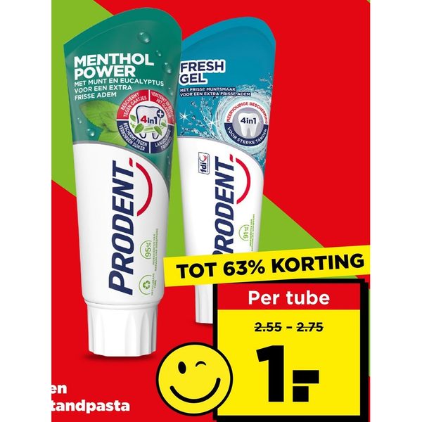Prodent Menthol en freshgel tandpasta