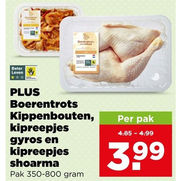 Boerentrots Kippenbouten, kipreepjes, gyros en kipreepjes shoarma