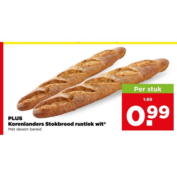 PLUS Korenlanders Stokbrood rustiek wit