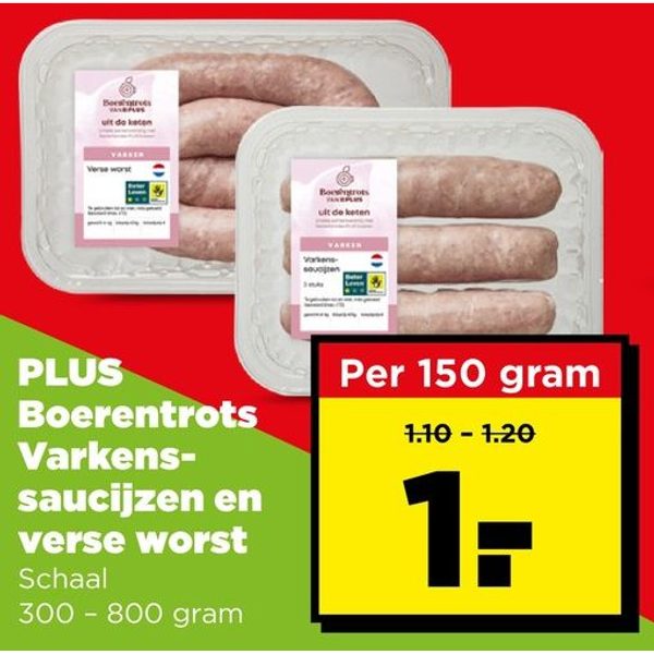 PLUS Boerentrots Varkenssaucijzen en verse worst