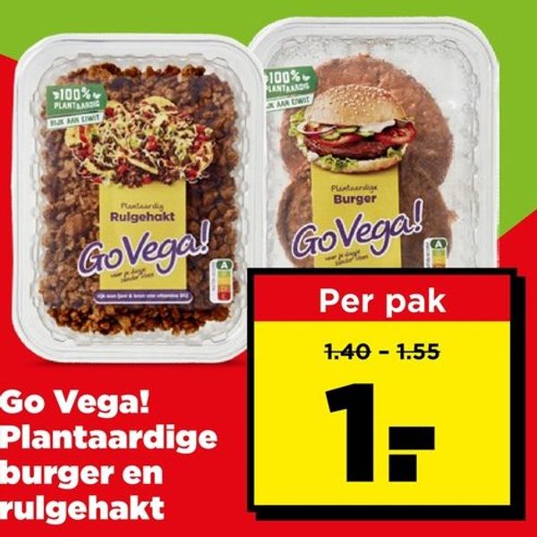 Go Vega! Plantaardige burger en rulgehakt
