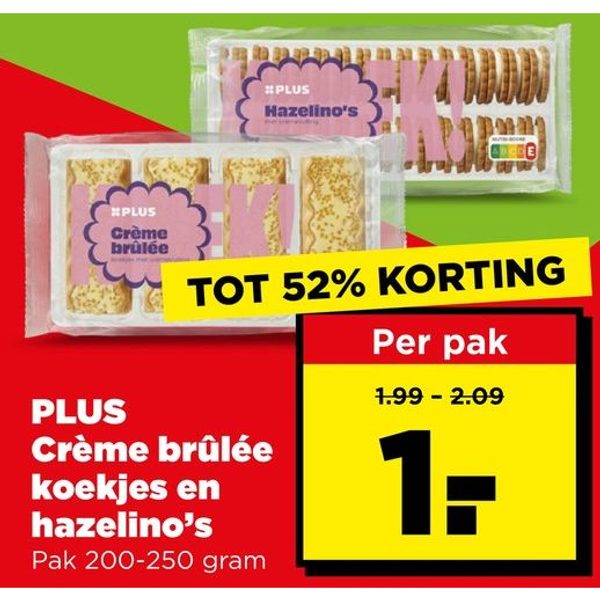 PLUS Crème brûlée koekjes en hazelino's