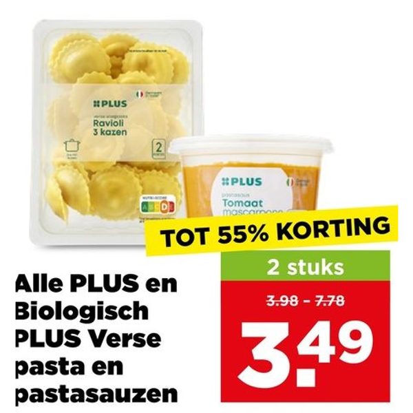 Alle PLUS en Biologisch PLUS Verse pasta en pastasauzen