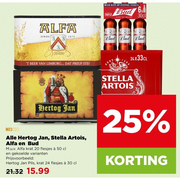 Alle Hertog Jan, Stella Artois, Alfa en Bud