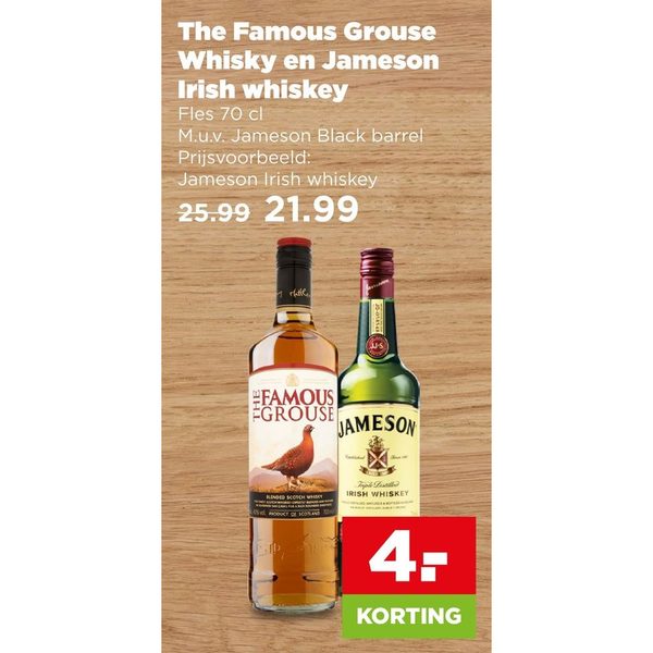 The Famous Grouse Whisky en Jameson Irish whiskey