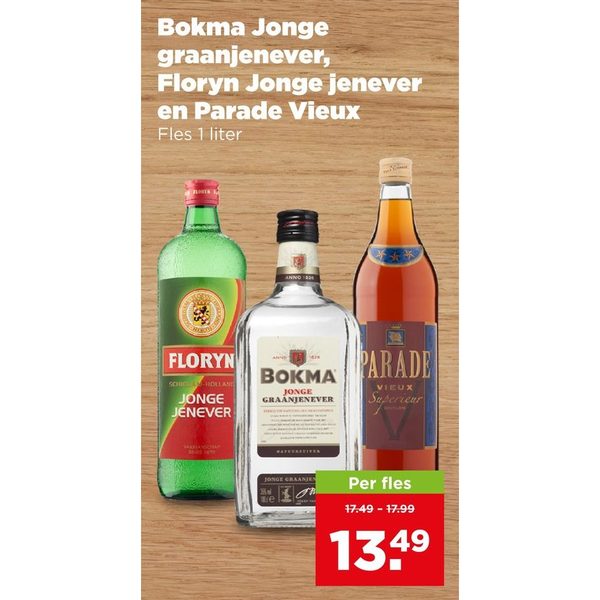 Bokma Jonge graanjenever, Floryn Jonge jenever en Parade Vieux