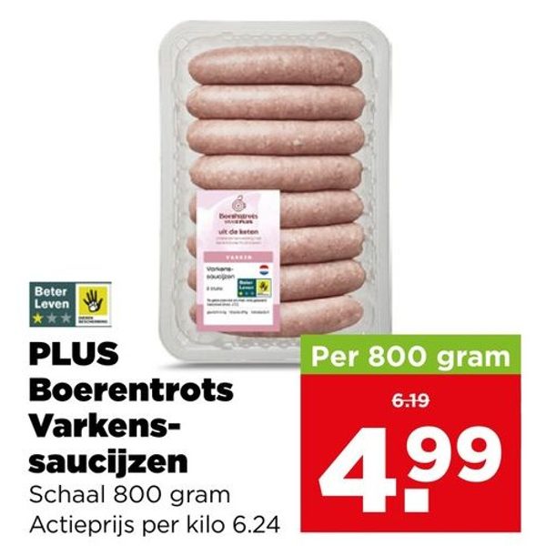PLUS Boerentrots Varkenssaucijzen