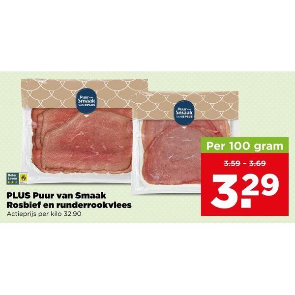PLUS Puur van Smaak Rosbief en runderrookvlees