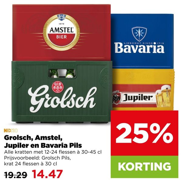 Grolsch, Amstel, Jupiler en Bavaria Pils