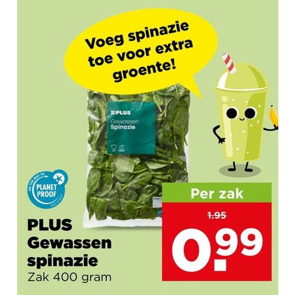 PLUS Gewassen spinazie