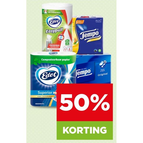 Edet Keukenpapier en Tempo Zakdoekjes