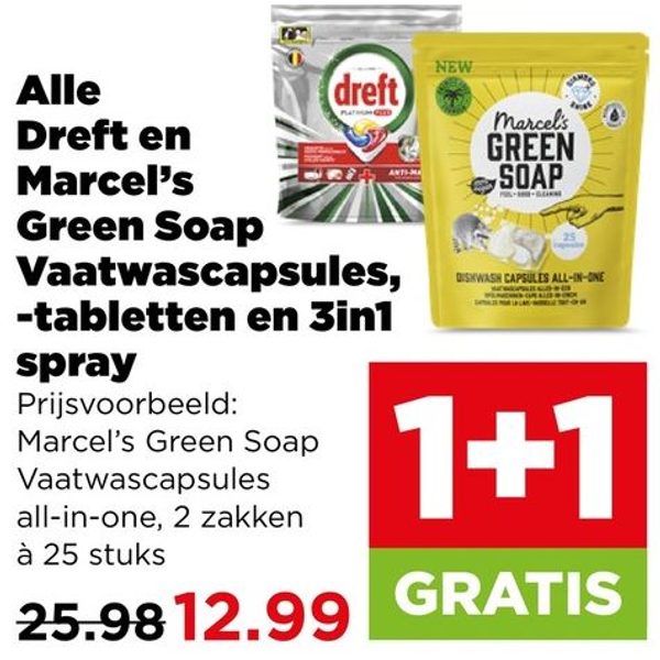 Dreft en Marcel's Green Soap vaatwasmiddelen