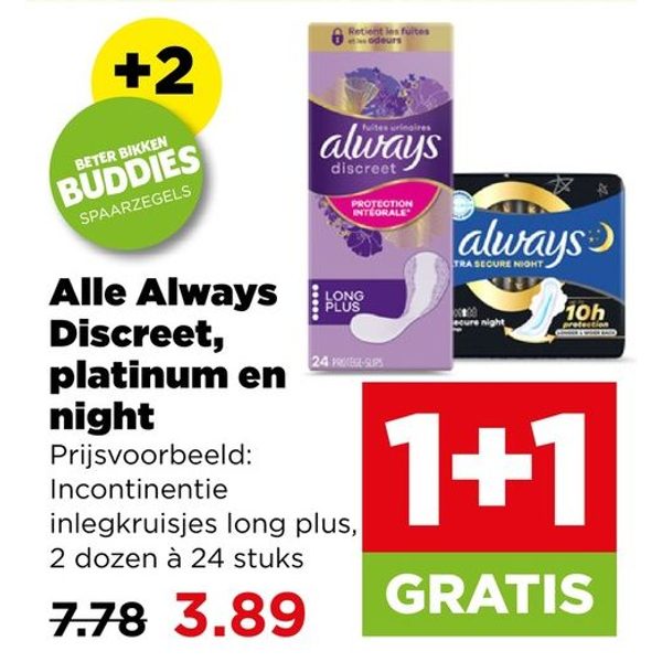 Always Discreet, Platinum en Night inlegkruisjes