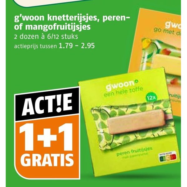 Knetterijsjes, peren- of mangofruitijsjes