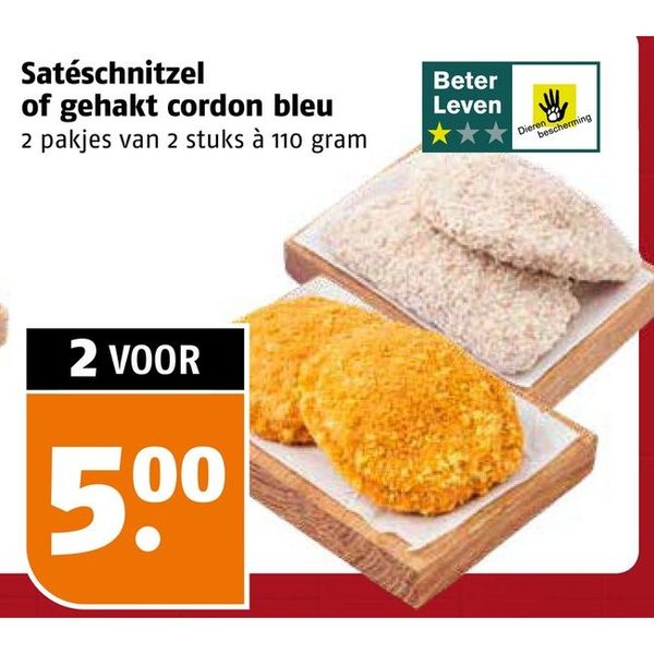 Satéschnitzel of gehakt cordon bleu