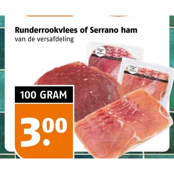 Runderrookvlees of Serrano ham