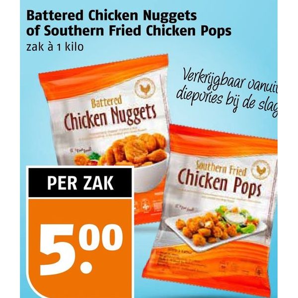 Battered Chicken Nuggets of Southern Fried Chicken Pops
