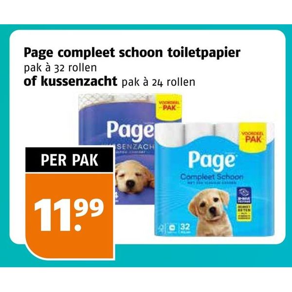 Page compleet schoon toiletpapier of kussenzacht