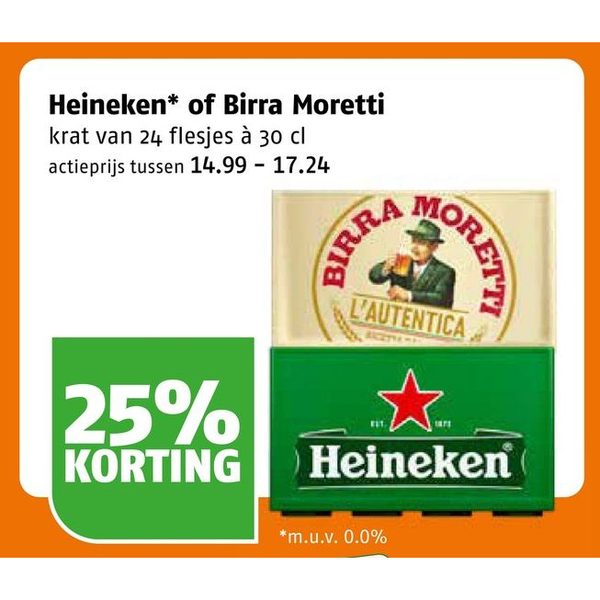 Heineken of Birra Moretti krat