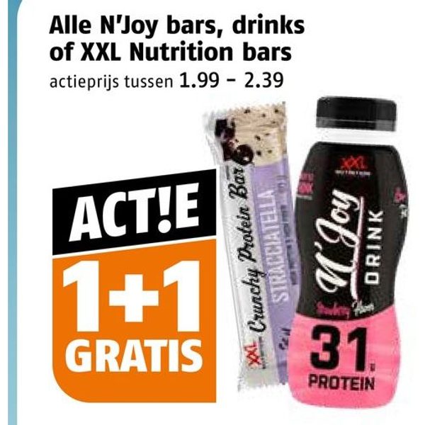 N'Joy bars, drinks of XXL Nutrition bars