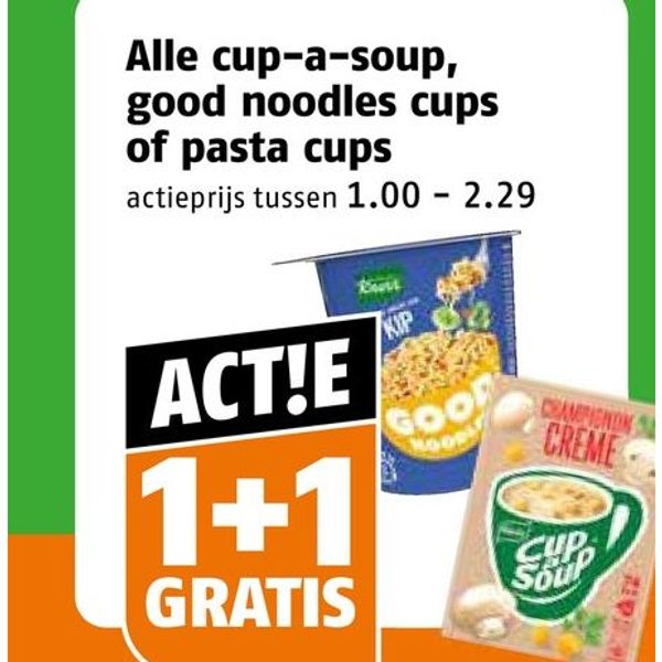 Alle cup-a-soup, good noodles cups of pasta cups