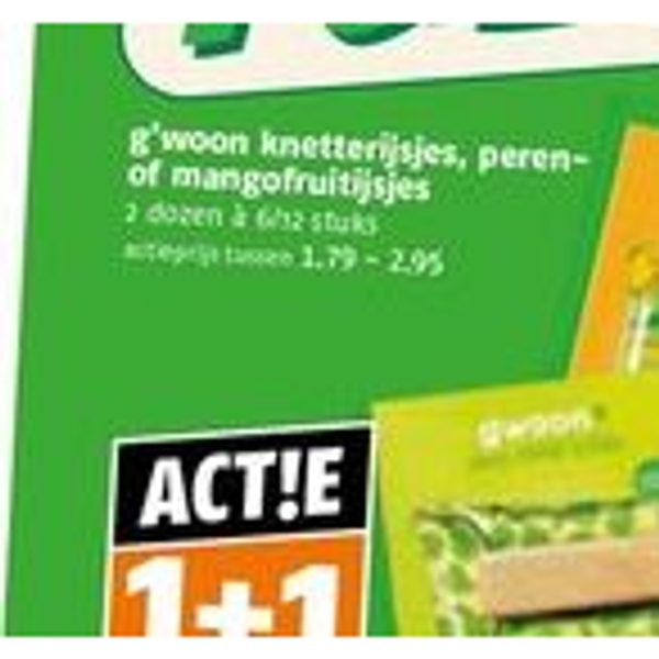 g'woon knettertjes, peren- of mangohapjes