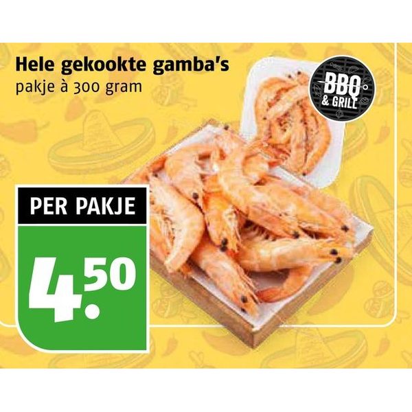 Hele gekookte gamba's