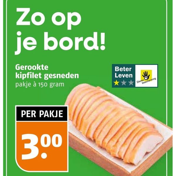 Gerookte kipfilet gesneden