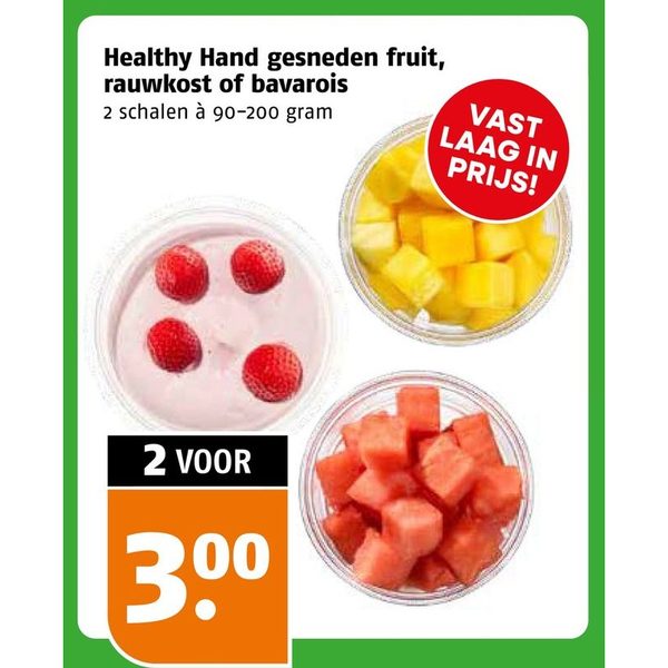 Healthy Hand gesneden fruit, rauwkost of bavarois
