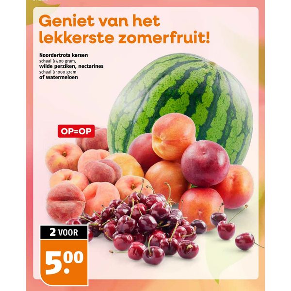 Noordertrots kersen, wilde perziken, nectarines of watermeloen