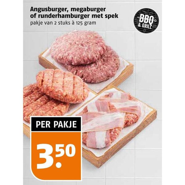 Angusburger, megaburger of runderhamburger met spek