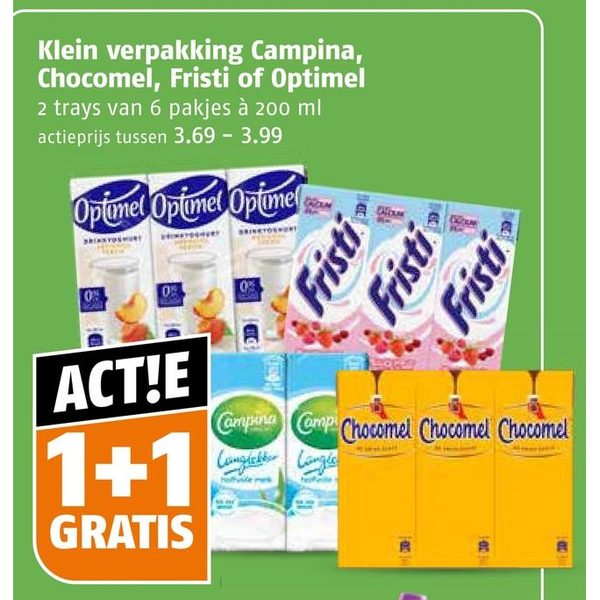 Klein verpakking Campina, Chocomel, Fristi of Optimel