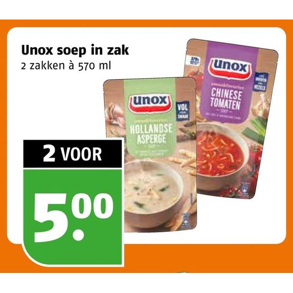 Unox soep in zak