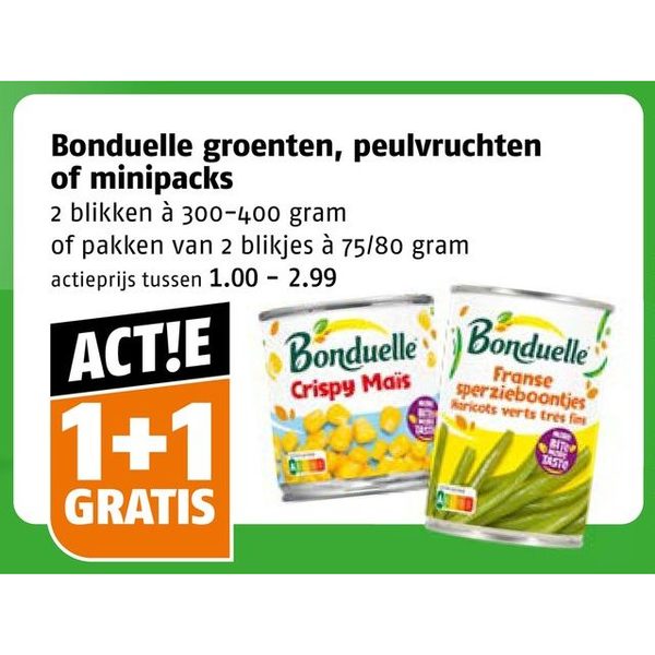 Bonduelle groenten, peulvruchten of minipacks