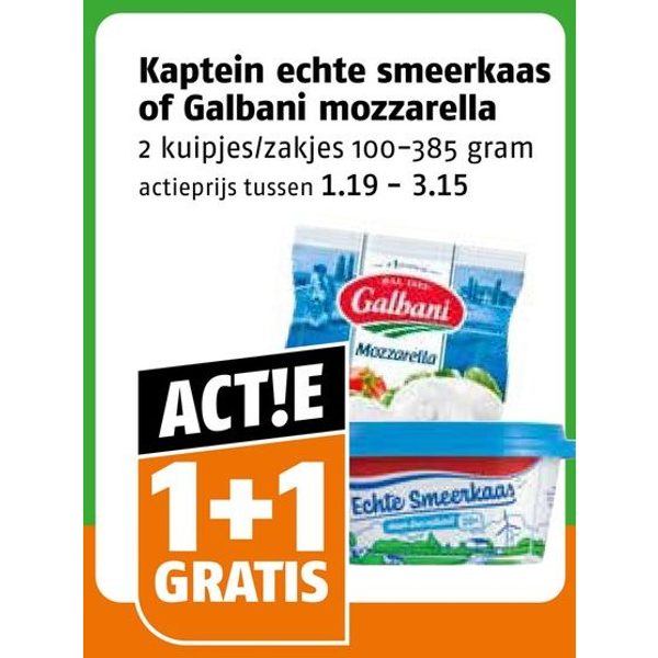 Kaptein echte smeerkaas of Galbani mozzarella
